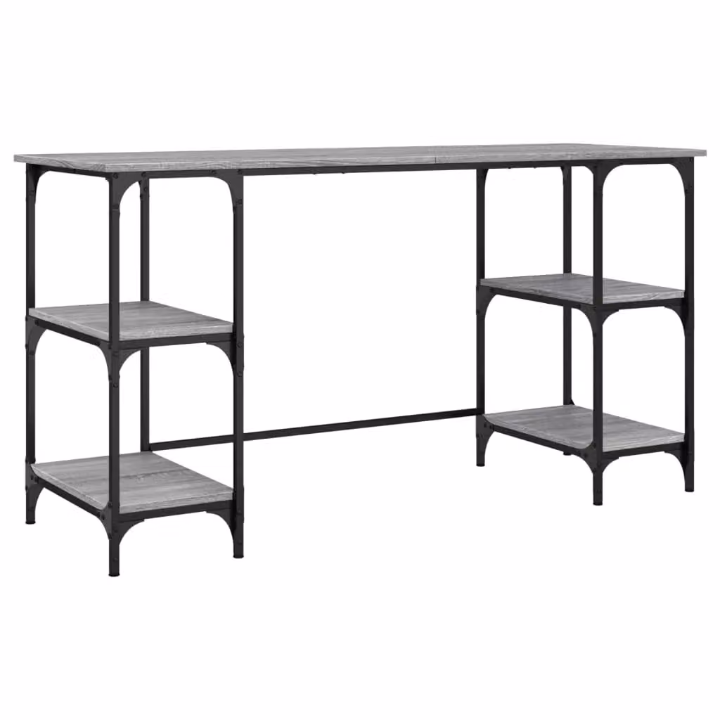 Berkfield Grey Sonoma Computer Desk with Metal and Engineered Wood, W/D/H: 140 x 50 x 75 cm – 2
