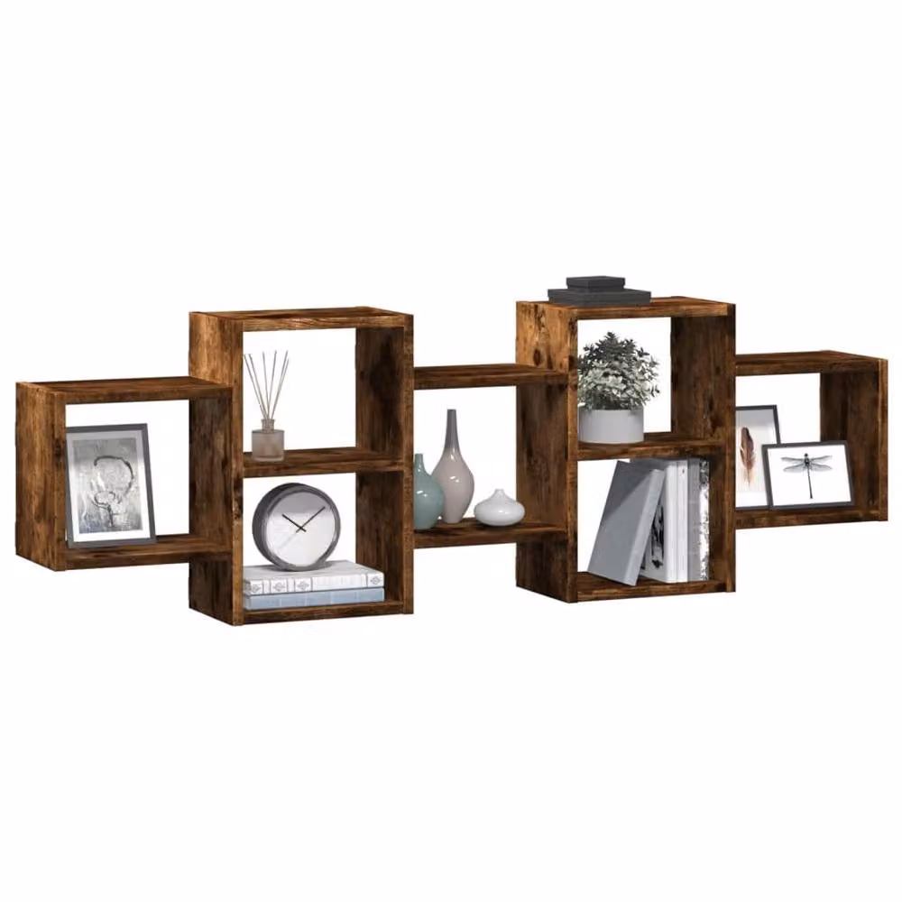Berkfield Home Wall Mounted Smoked Oak Shelf, Brown, W/D/H: 129 x 42 x 18 cm – 3