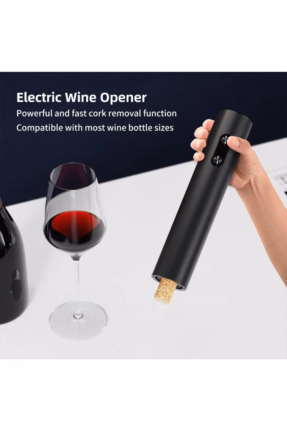 KDMD Electric Automatic Wine Bottle Opener Cordless Corkscrew in Black – 2