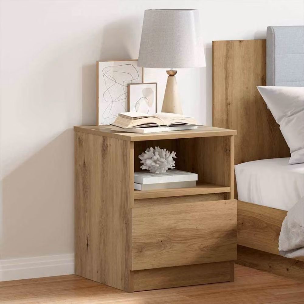 Berkfield Home Artisan Oak Bedside Cabinet in Brown, W/D/H: 40 x 40 x 50 cm – 2