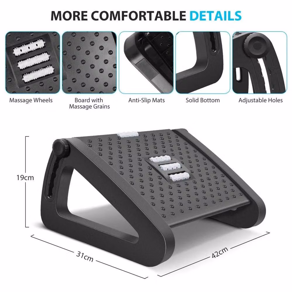 VOGREX Adjustable Ergonomic Under Desk Office Foot Rest Leg Support in Black – 2