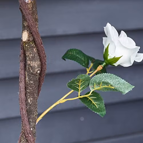 Outsunny White Artificial Rose Tree with 21 Flowers and 350 Silk Leaves, 90 cm Height – 6