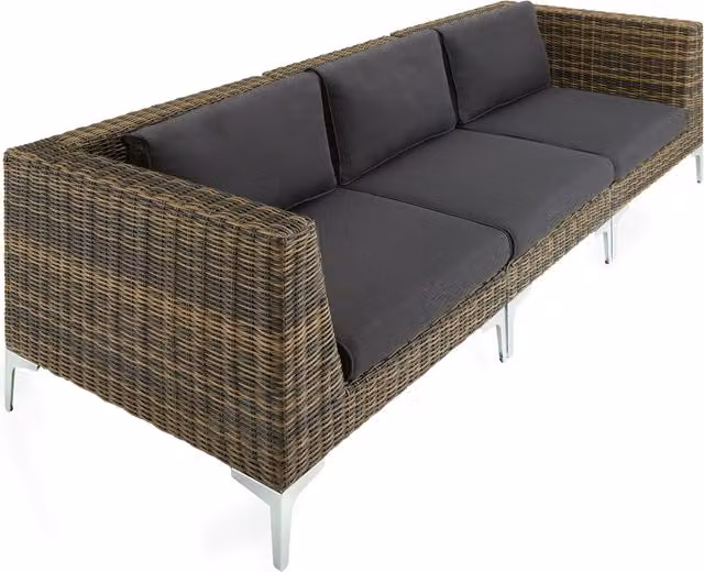 Tectake Villanova Modular Rattan Garden Furniture Set with Grey and Yellow Upholstered Cushions