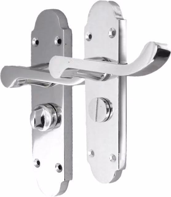 Betley Victorian Scroll Epsom Bathroom Privacy Door Handle with Plate in Chrome