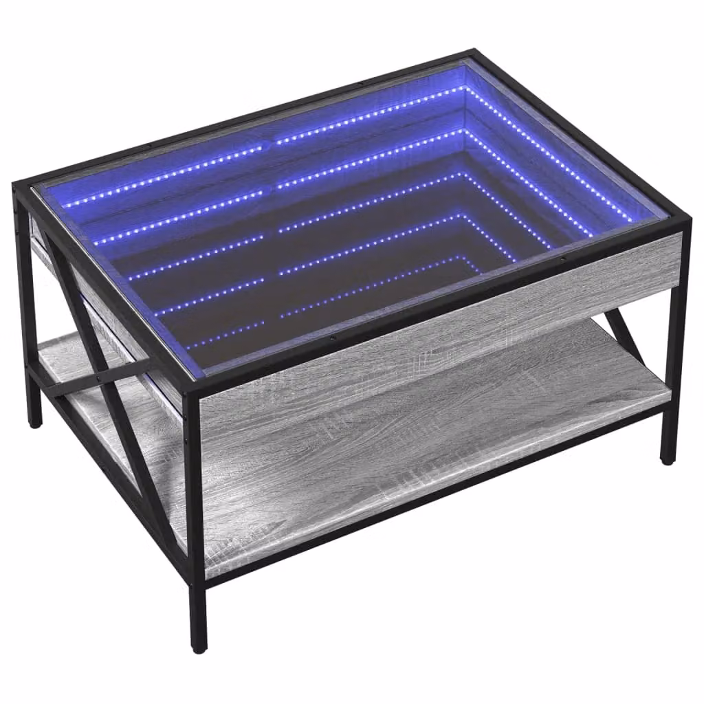 Berkfield Home Infinity LED Coffee Table in Grey Sonoma, W: 70 cm, D: 50 cm, H: 38 cm – 3