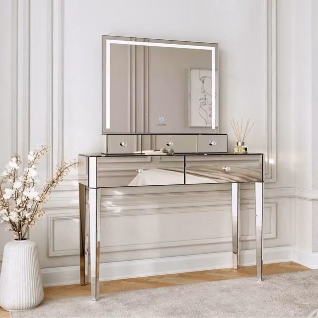 Carme Callie x Ivy Hollywood LED Mirror Dressing Table in Silver