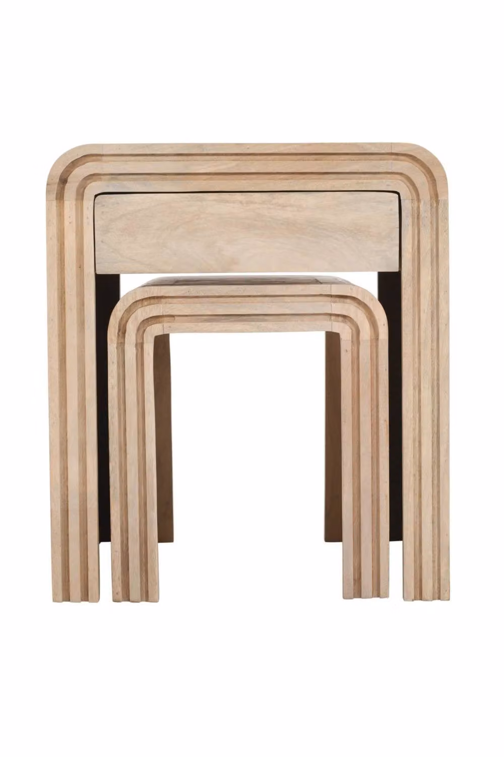 IH Design Baffins Nest of 2 Mango Wood Tables with Drawer in Light Brown – 2