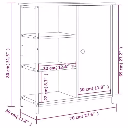 vidaXL Modern Grey Sonoma Sideboard, W/D/H: 70 x 30 x 80 cm – 3