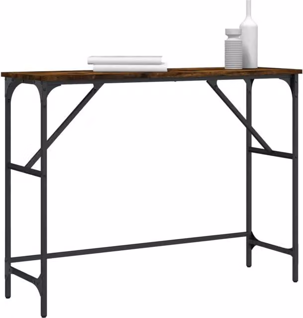 Berkfield Home Decorative Console Table in Smoked Oak Brown, W/D/H: 100 x 32 x 75 cm