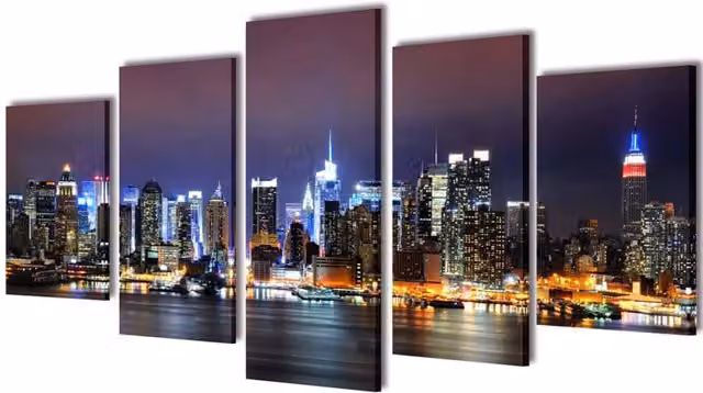 Berkfield Home Multicolour New York Skyline Canvas Wall Print W: 200 cm, H: 100 cm