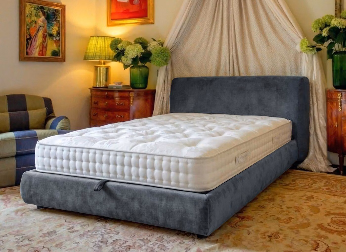 Dreams Mira Grey Fabric Upholstered Ottoman Bed Frame with Lift Up Base