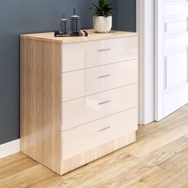 FORGEVIO Modern 4-Drawer Home Chest of Drawers and Hallway Storage Cabinet in Brown