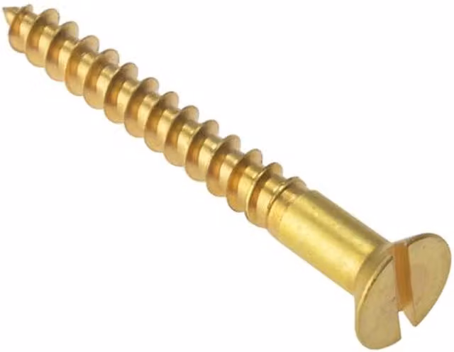 Forgefix Slotted Countersunk Solid Brass Wood Screws, Grey, 4in, 100 Pack