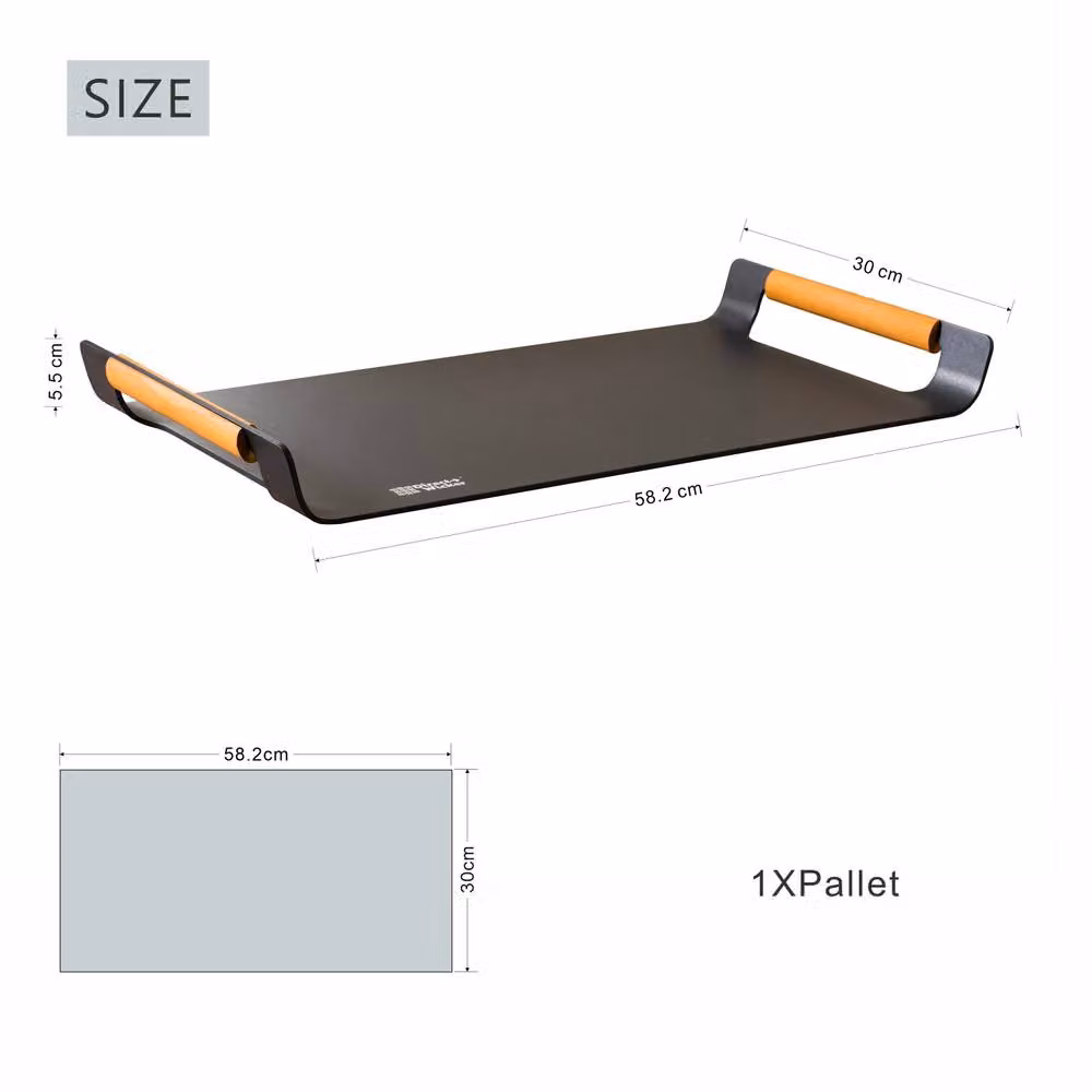 MIMO Garden Grey Aluminium Rectangular Outdoor Tray with Teak Handles – 5