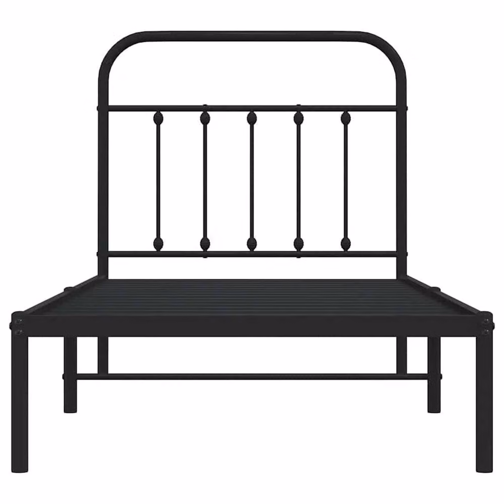 Berkfield Home Metal Bed Frame with Headboard, Black, W/D/H: 90 x 190 cm – 3