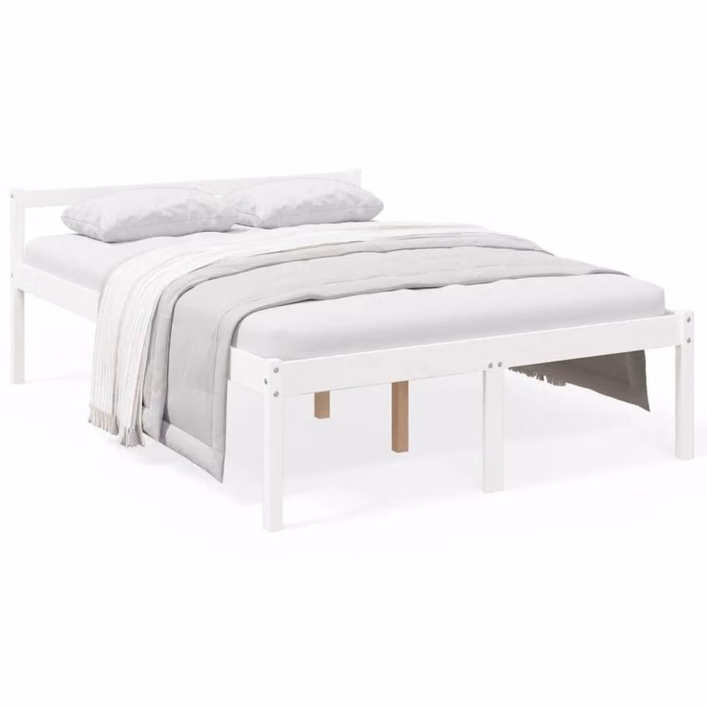 Berkfield Home Small Double Solid Wood Pine Bed Frame, White, W/D/H: 120 x 190 cm – 2