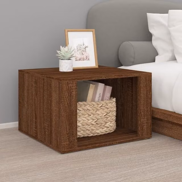 Berkfield Home Brown Oak Bedside Table, W: 57 cm, D: 55 cm, H: 36 cm – 1