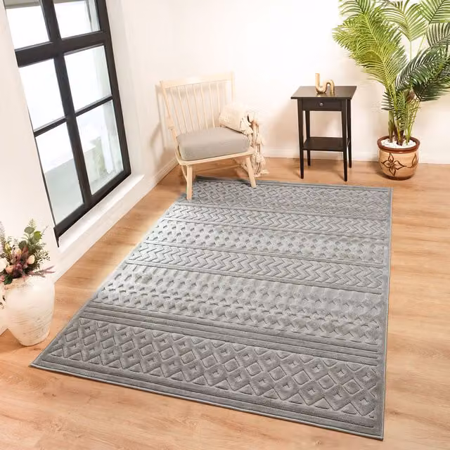 Livabliss Le Mans Modern Textured In & Outdoor Rug in Beige, Grey and White, W/D/H: 160 x 220 cm