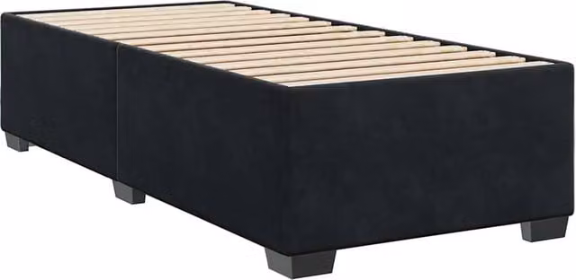 Berkfield Home Soft Upholstered Velvet Bed Frame in Black, Single, W/D/H: 90 x 190 cm – 1