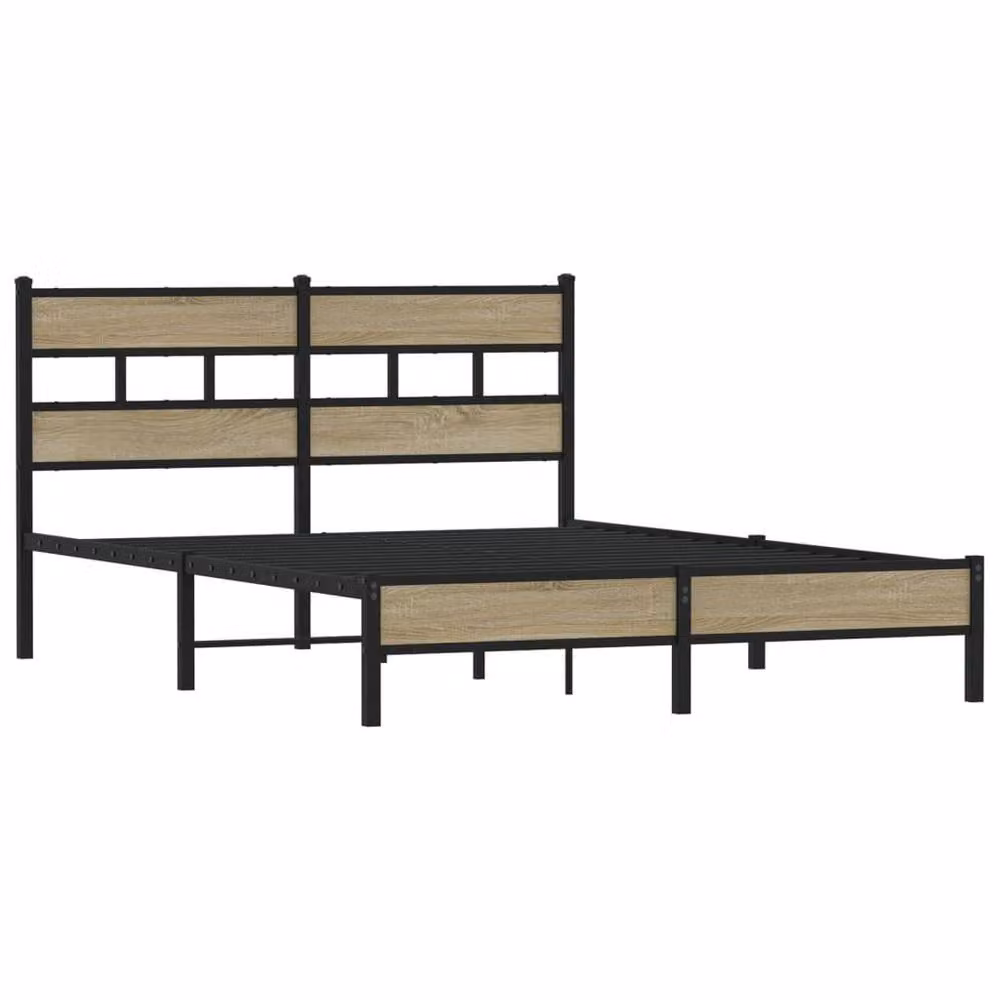 Berkfield Home Sonoma Oak King Size Bed Frame in Beige, W/D/H: 150 x 200 cm – 3