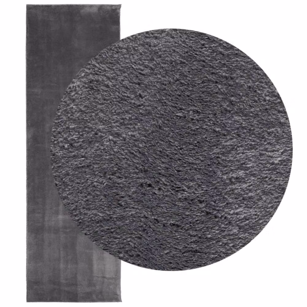 Berkfield Home Anthracite Round Short Pile Soft and Washable Rug, W/D: 80 cm diameter – 2