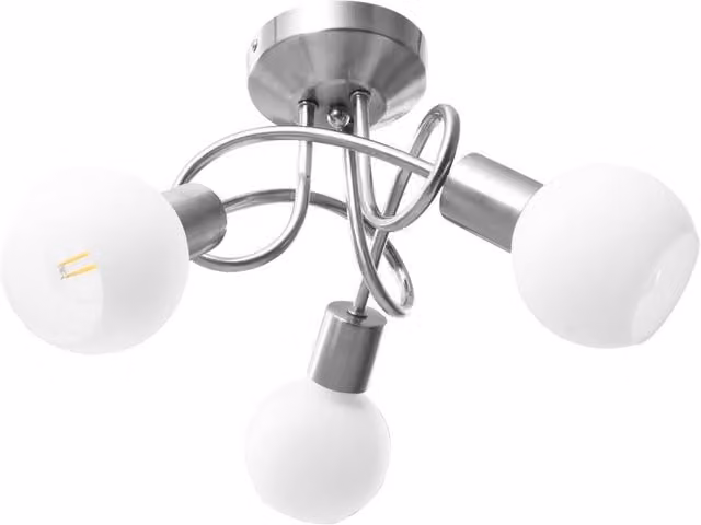 Berkfield Home Modern White Ceramic and Chrome Ceiling Lamp for 3 x E14 Bulbs
