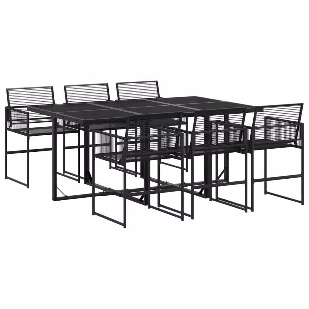 Berkfield Home Beautiful 7 Piece Black Poly Rattan Garden Dining Set – 2