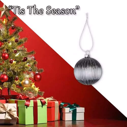 VFM e-Store Silver Glass Hanging Christmas Bauble Decoration – 5
