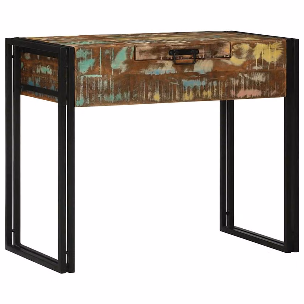 Berkfield Home Rustic Reclaimed Solid Wood Dressing Table in Brown, W/D/H: 90 x 50 x 75 cm – 2