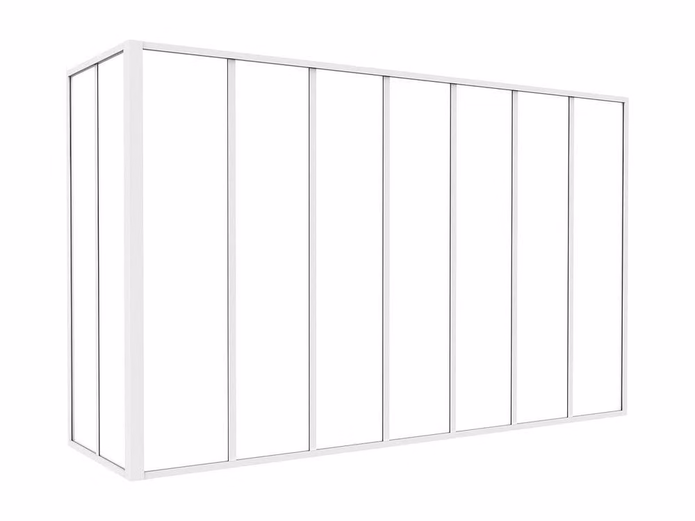 Vente-unique Corner Studio Glass Panelling in Powder-Coated Aluminium, White, L210 x W60 cm – 2