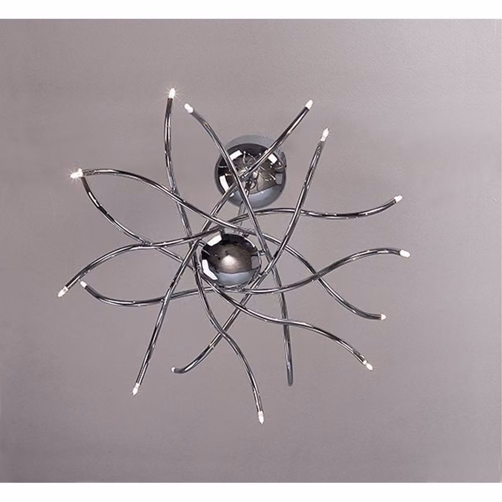 Netlighting Aire Telescopic Pendant Light in Chrome and Silver with 16 G4 Waved Arms – 2