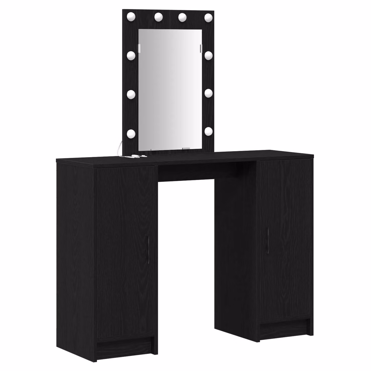 Berkfield Home Black Oak Dressing Table with Hollywood LED Lights, W/D/H: 102 x 33 x 135 cm – 2