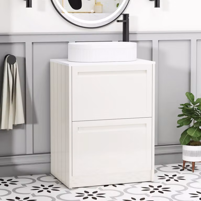 Royal Bathrooms Elmore Classic White Floor Standing 2 Drawer Vanity Unit with Lyon Basin