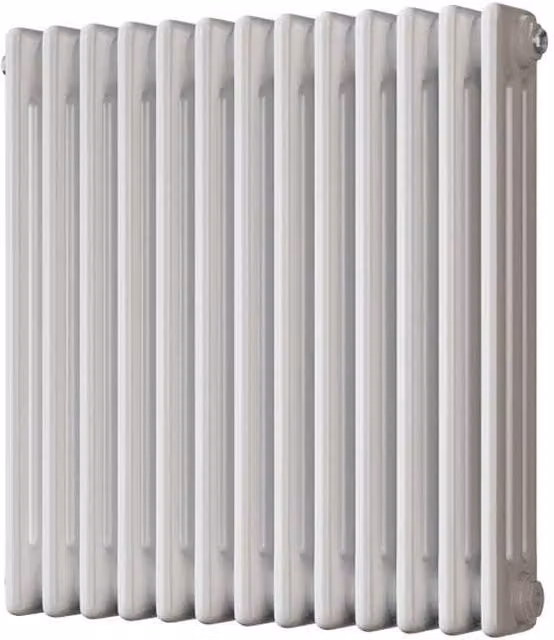UK Radiators Alpha White 3 Column Traditional Cast-Iron Style Steel Radiator with Feet, W: 599 mm, H: 600 mm