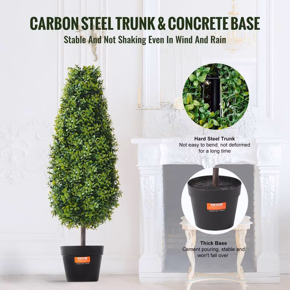 VEVOR Set of 2 Lifelike Artificial Green Boxwood Topiary Trees, Height: 91.44 cm – 4