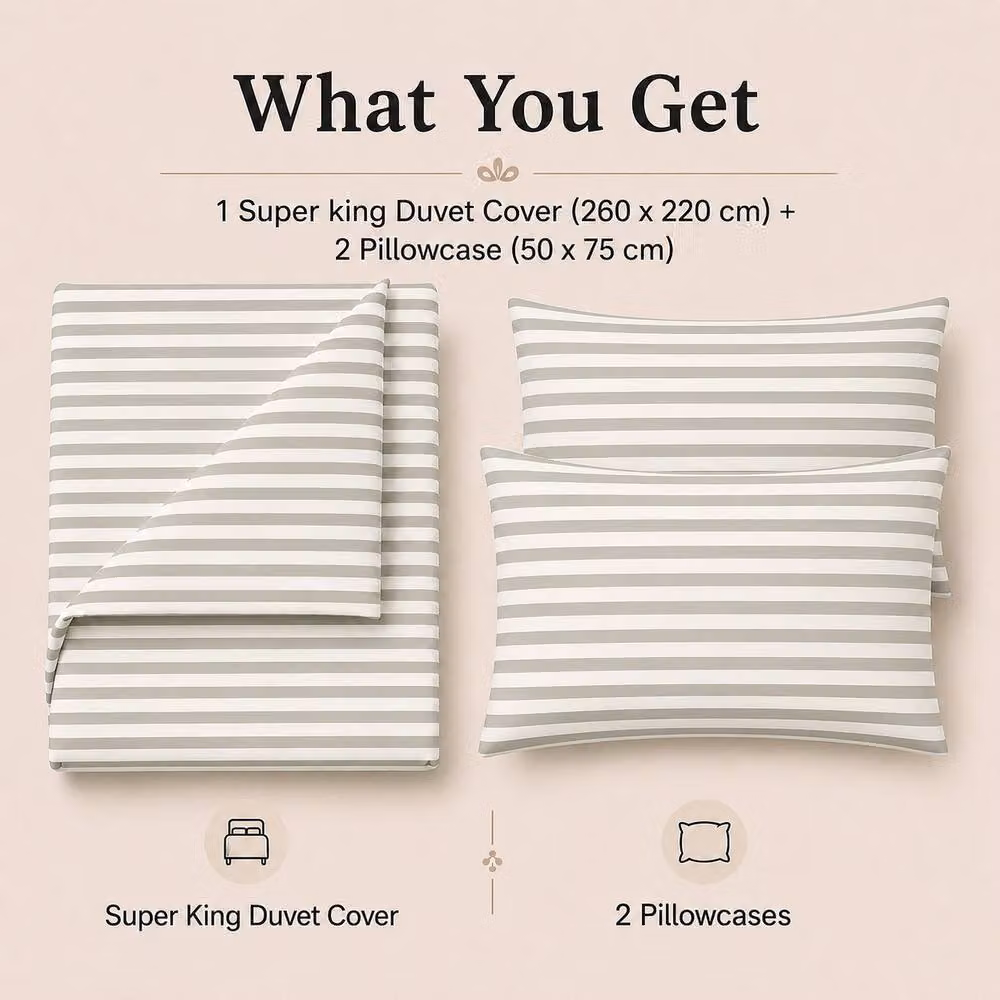 Grace Reversible Microfibre Duvet Cover and Pillowcase Set in Grey, Double, 140 x 200 cm – 2