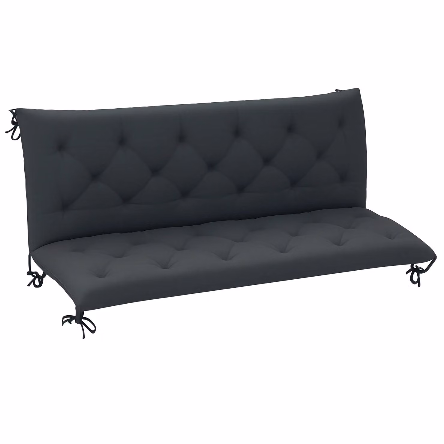 Outsunny Black Rectangular Garden Bench Cushion with Water Repellent Polyester Fabric and Ties, W: 150 cm, D: 98 cm – 9