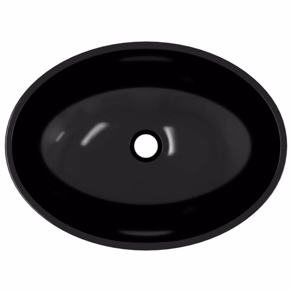 Berkfield Home Modern Basin Glass in Black, W: 50 cm, D: 37 cm, H: 14 cm – 4