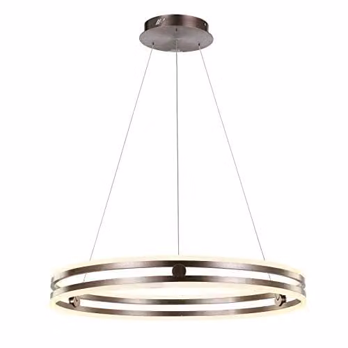 Netlighting Modern LED Suspended Ring Pendant Light in Brown, Warm White 3000K, 3150lm, Dimmable