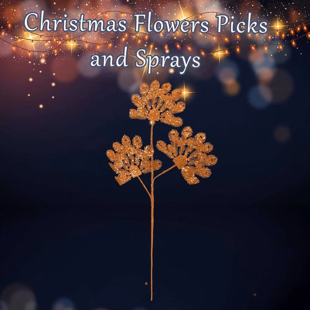 VFM e-Store Christmas Long Stem with Glitter Decoration in Orange and Multicolour, W/H: 22 x 60 cm – 2