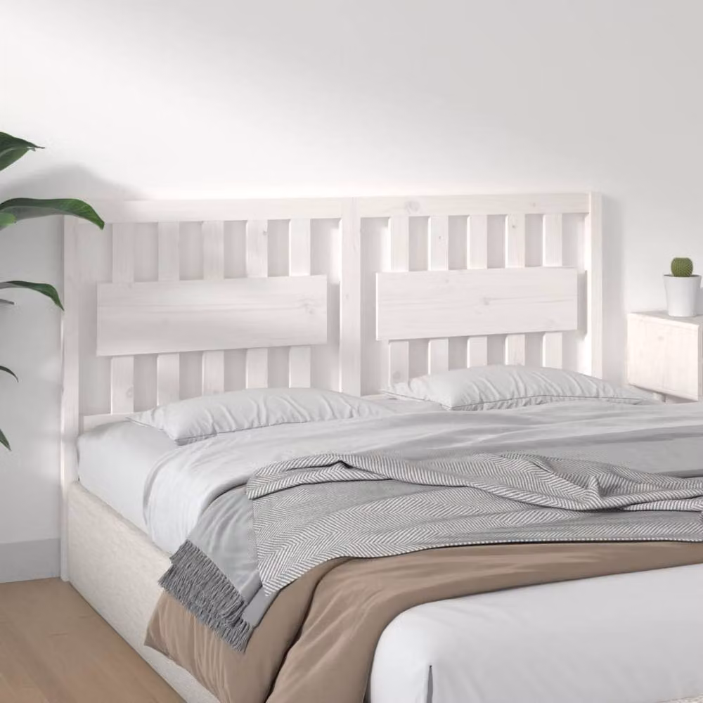 Berkfield Home White Solid Pine Wood Bed Headboard, W: 165.5 cm, D: 4 cm, H: 100 cm – 2