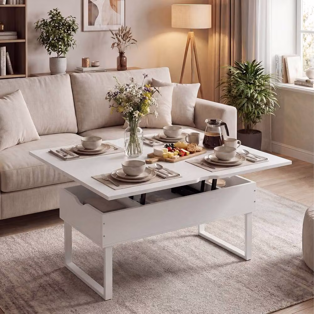 Costway 3-in-1 Convertible Lift Top Coffee Table in White – 4