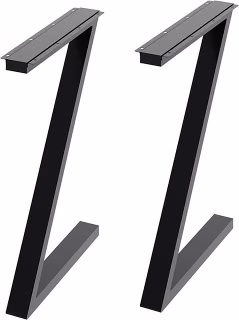 Living and Home Black Anti-Slip Z-shaped Metal Furniture Replacement Legs for Dining Tables, Desks and Workbenches, Height: 71 cm, Pack of 2 – 1