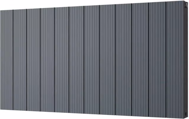 UK Radiators Thetford Anthracite Grooved Horizontal Designer Aluminium Radiator W: 112.4 cm, H: 60 cm