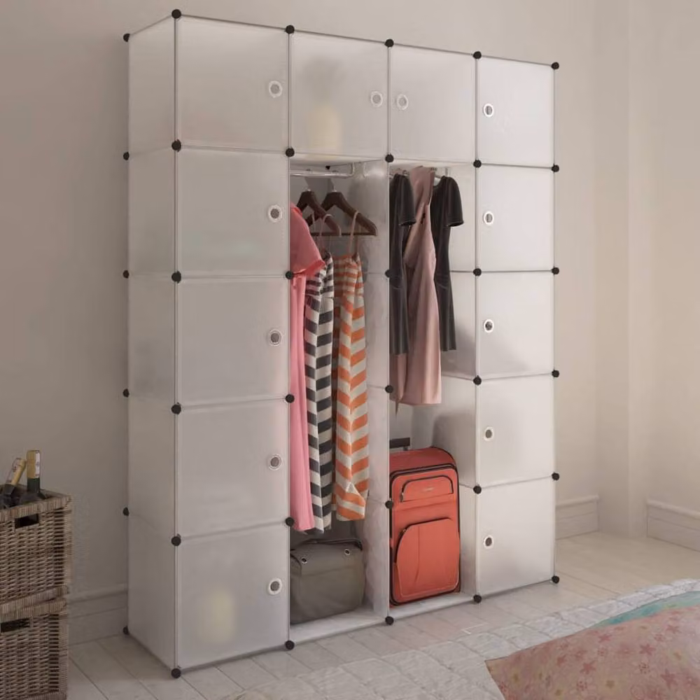 Berkfield Home Modular Cabinet in White, W/D/H: 146 x 37 x 180.5 cm – 2