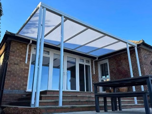 Milwood Group Simplicity 35 Aluminium Lean-to Pergola Veranda in White, W: 7000 mm, D: 3500 mm