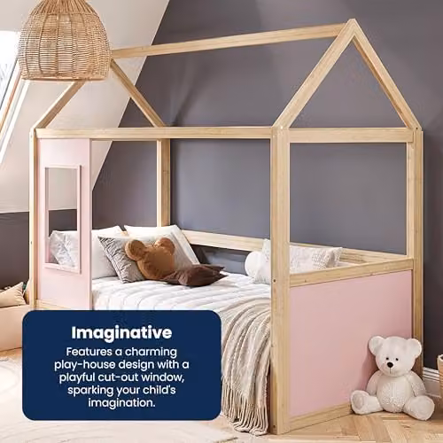 Flair Furnishings Ted Playhouse Pink Wooden Childrens Bed with Storage Drawers – 3