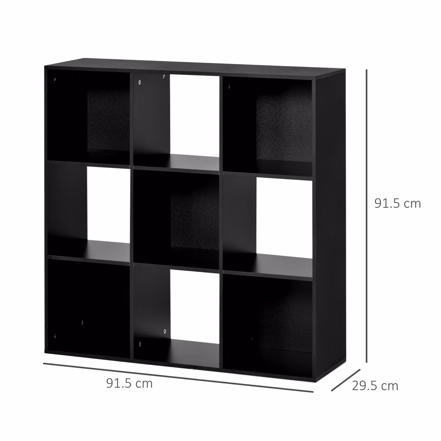 HOMCOM 3-Tier 9-Cube Storage Unit and Bookcase Organiser in Black MDF – 3