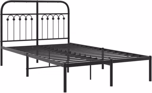 Berkfield Home Metal Bed Frame with Headboard, Black, W/D/H: 120 x 200 cm