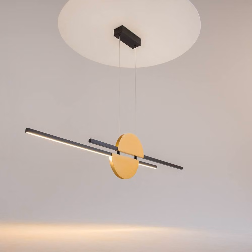 Netlighting Skyline Modern Bar Pendant Ceiling Light in Black and Brass with 800lm LED 4000K Cool White – 2